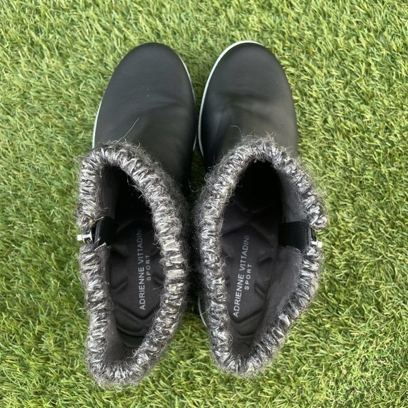 Adrienne Vittadini Sport Womens Trapeza Black Ankle Boots Faux Fur Trim Size 9M - Picture 5 of 10